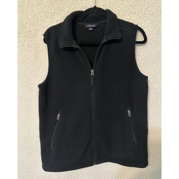 Lands’ End Black Fleece Vest Sleeveless Jacket Women’s Size Small 8-10‎ - Picture 1 of 12